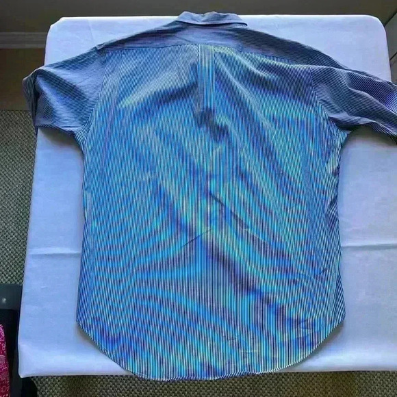 EUC Ralph Lauren Mens Blue White Striped Button Down Shirt Classic Fit Pony XL - Picture 9 of 9